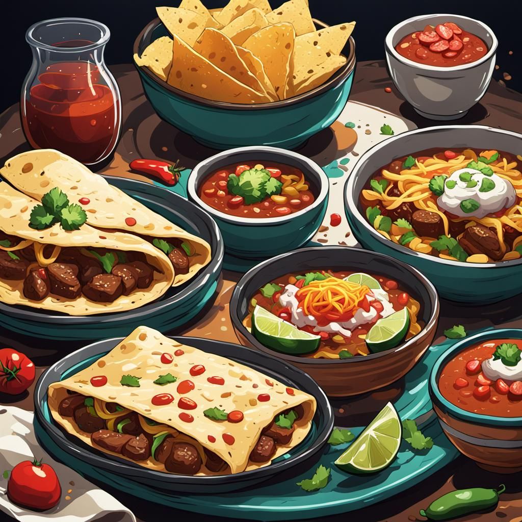 Delicious Mexican Cuisine in Anime Style