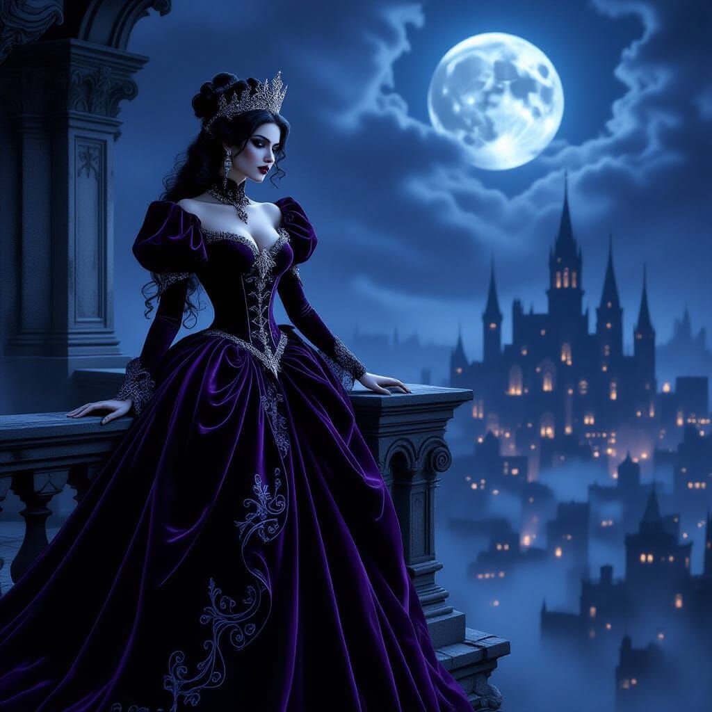 Steampunk Gothic Queen on Balcony