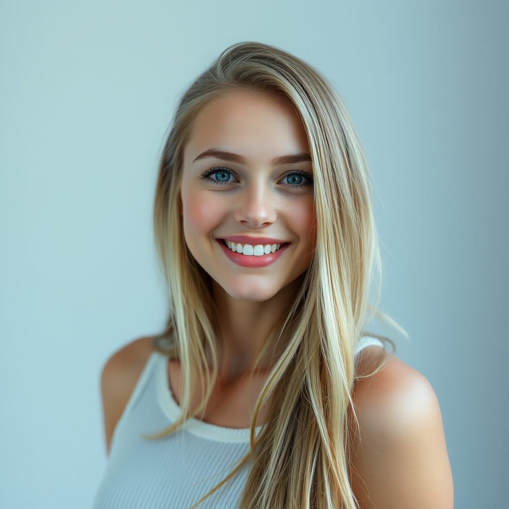 Realistic Portrait of a Happy Swedish Beauty