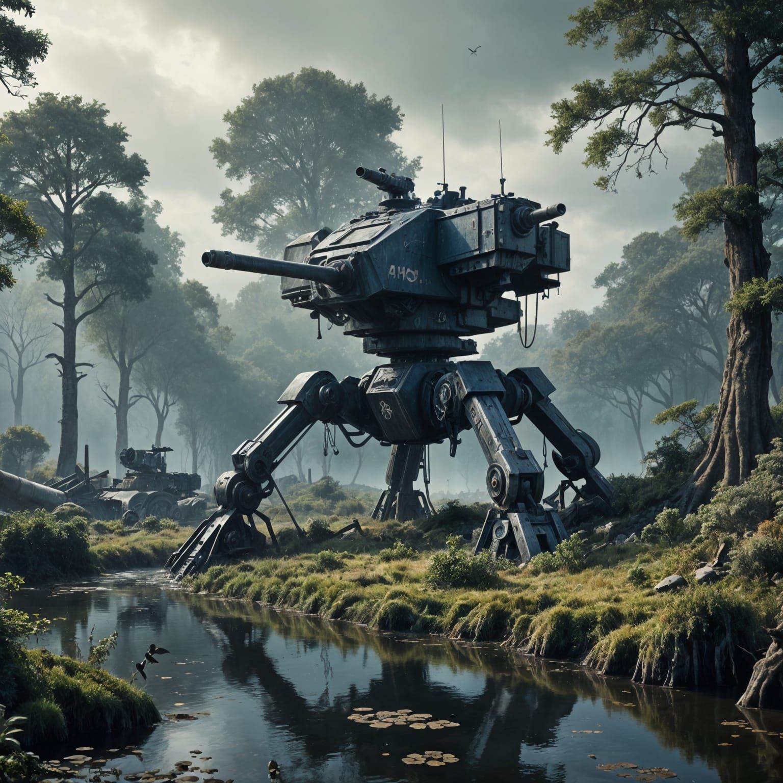Gigantic Weapon Turret Rises From Swampy Marshlands