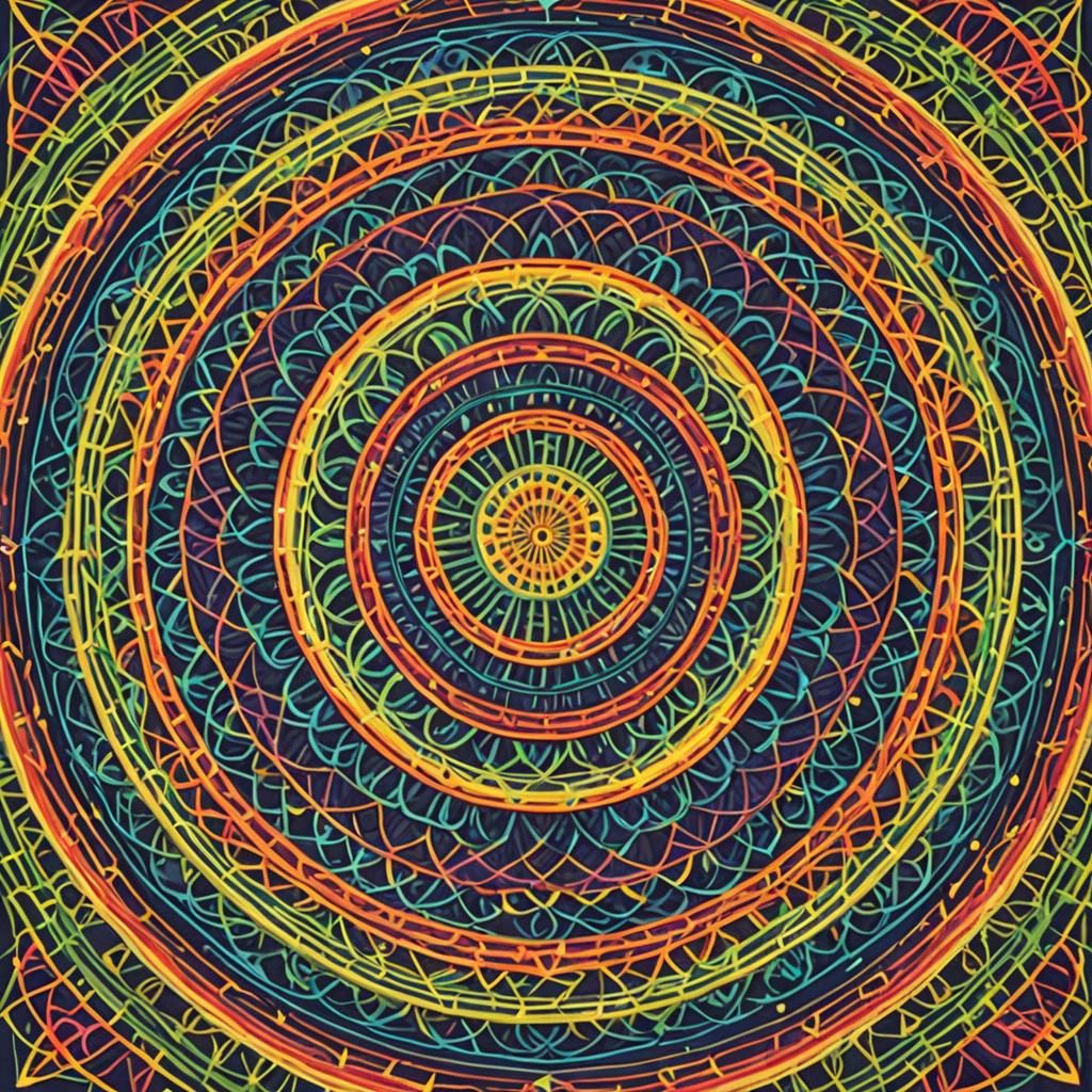Psychedelic Geometric Mandala in Gouache and Watercolor