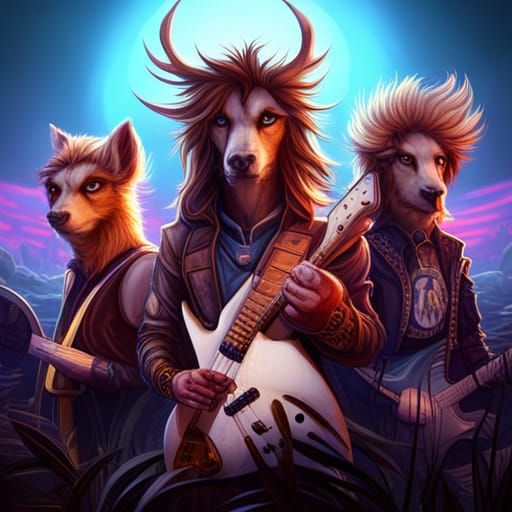 Animal Rock Band: Detailed Fantasy Concept Art