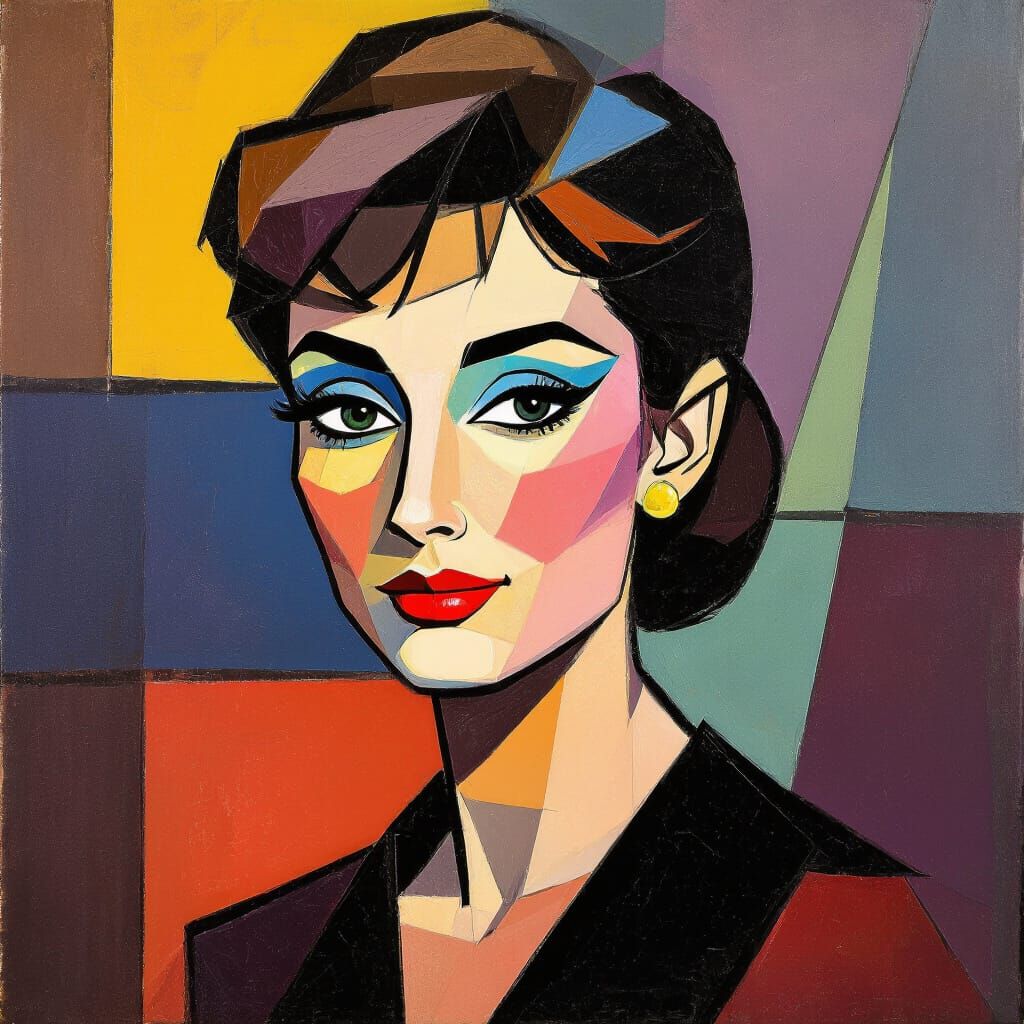 Audrey Hepburn as a Picasso Cubist Portrait
