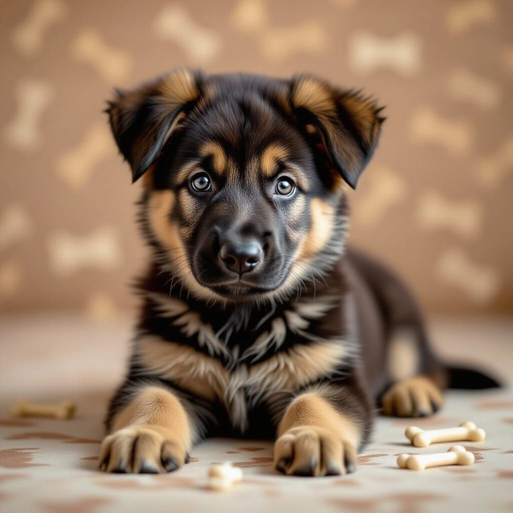 Adorable German Shepherd Puppy in Studio Photo Style
