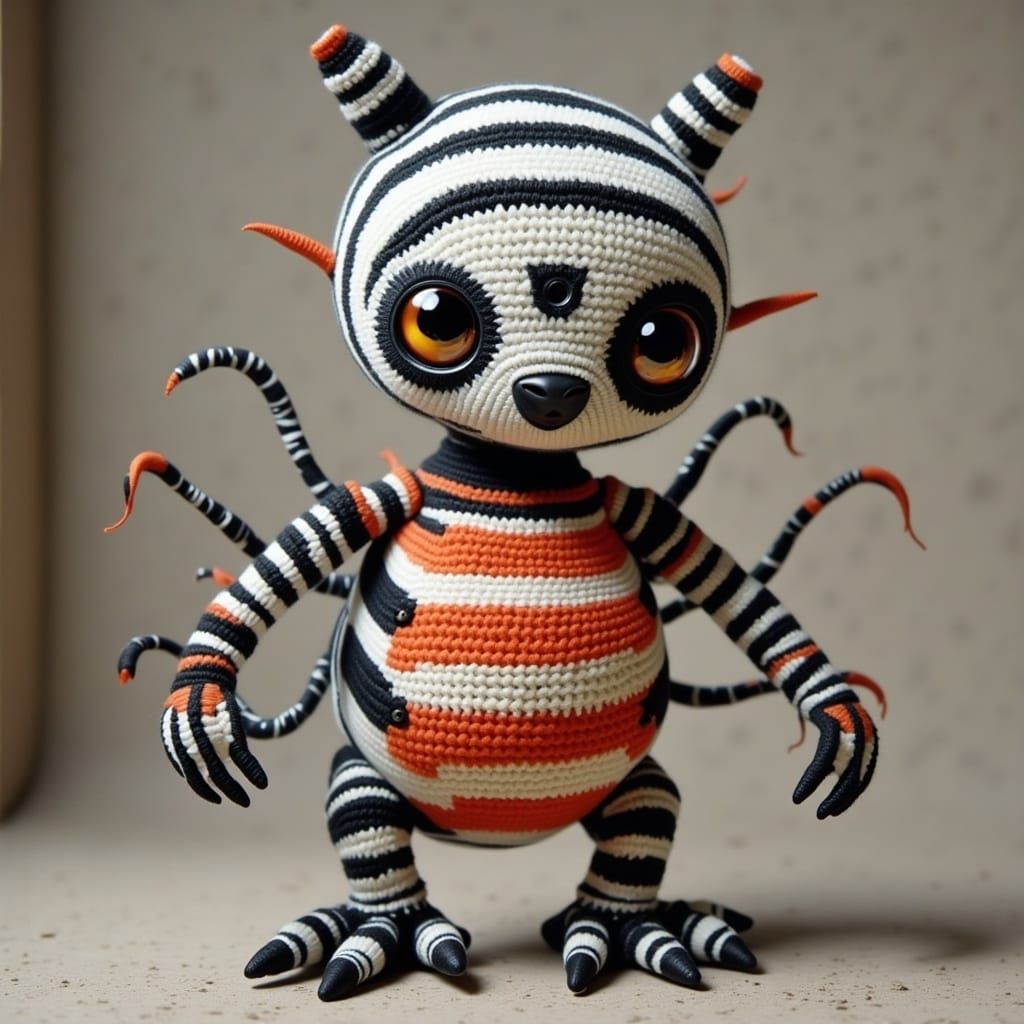 Robotic Crochet Dolls in Cyberpunk Style