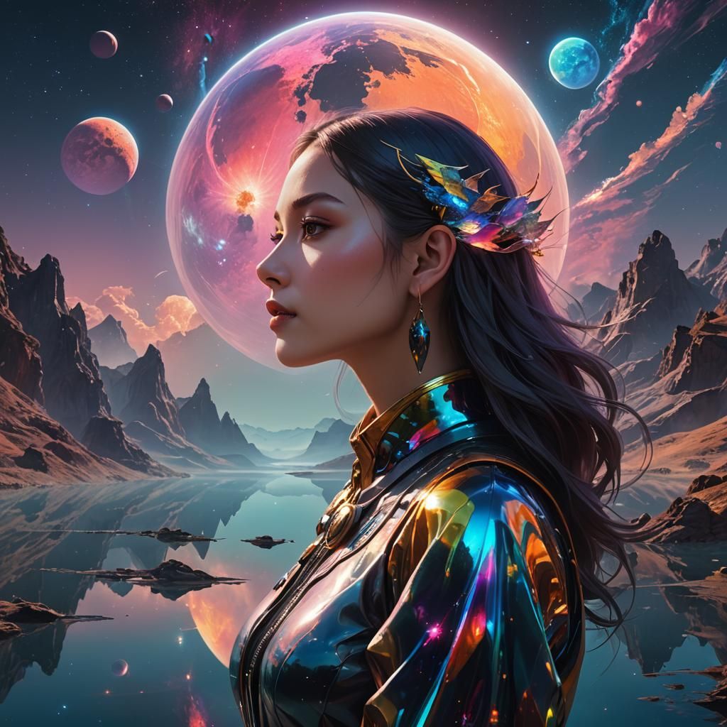 Woman on planet Neptune