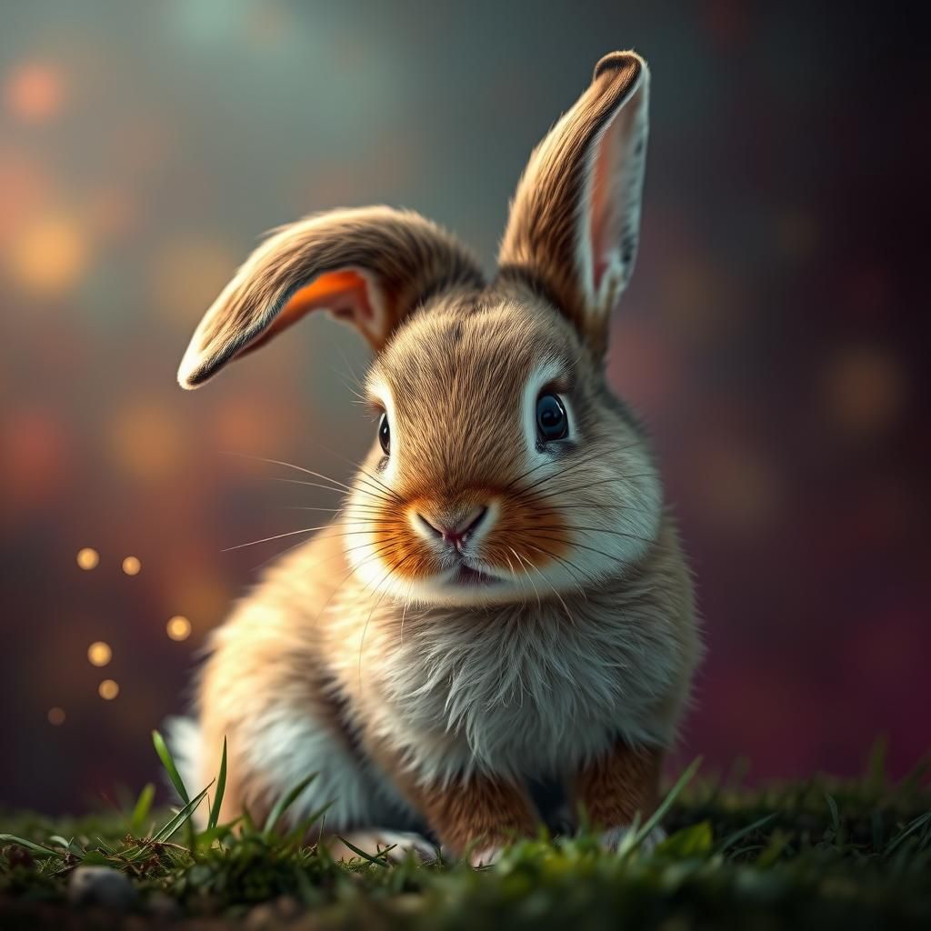 Adorable Baby Bunny in Hyperrealistic Splash Art