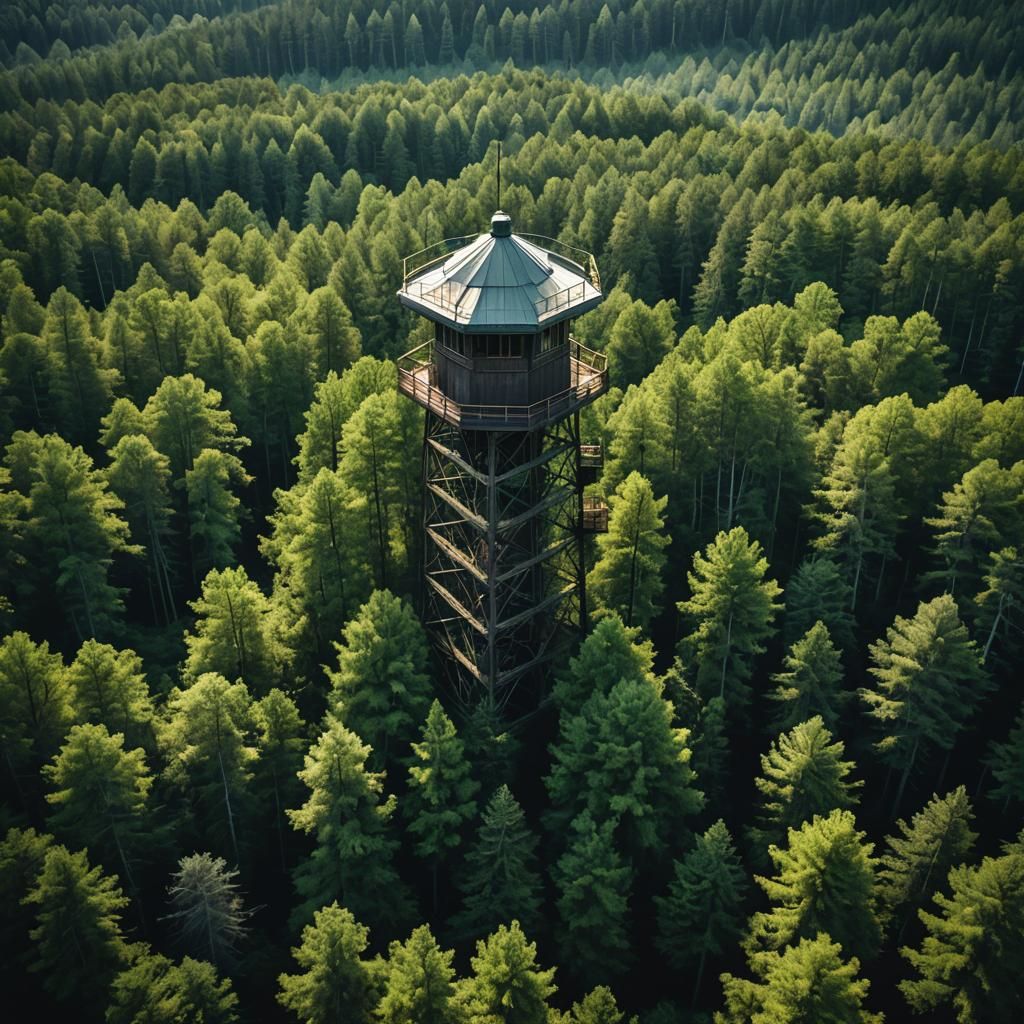 Scenic Forest Watch Tower in Cinematic Style