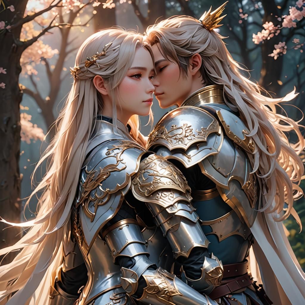 Emotional 3D Anime Art: Warrior's Embrace