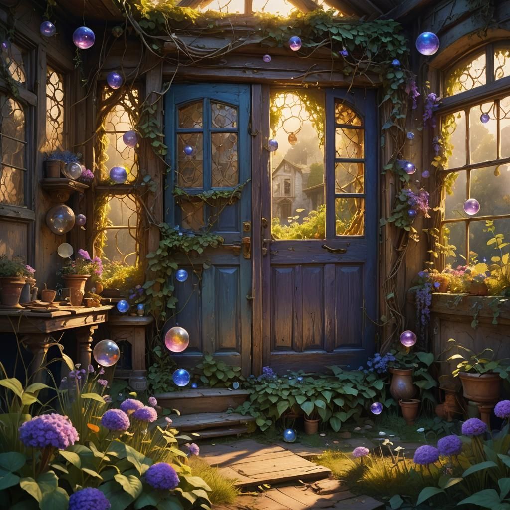 Whimsical Old House with Floating Memories, Fantasy Art
