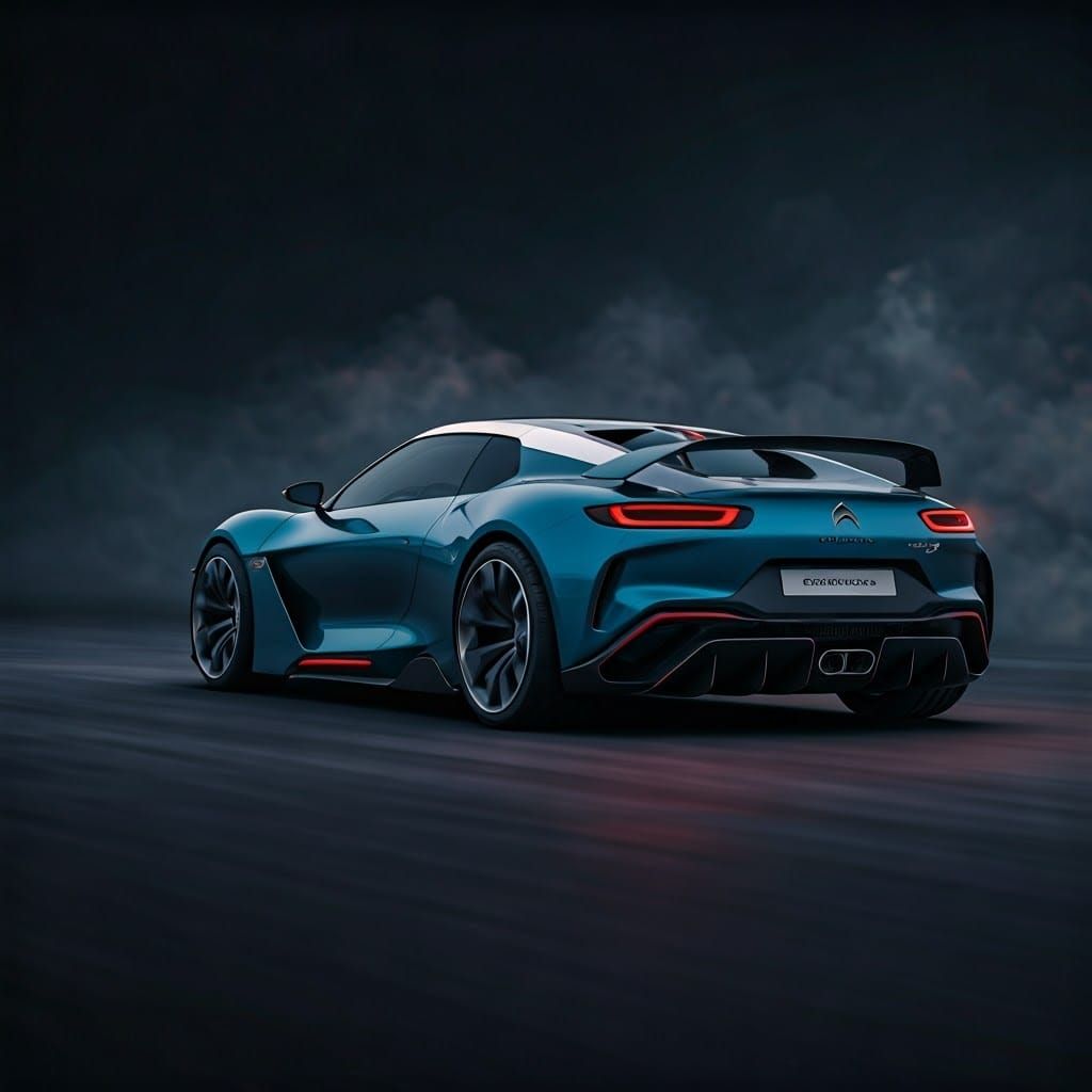 Futuristic Citroën GS Supercar Concept in Cinematic Lighting