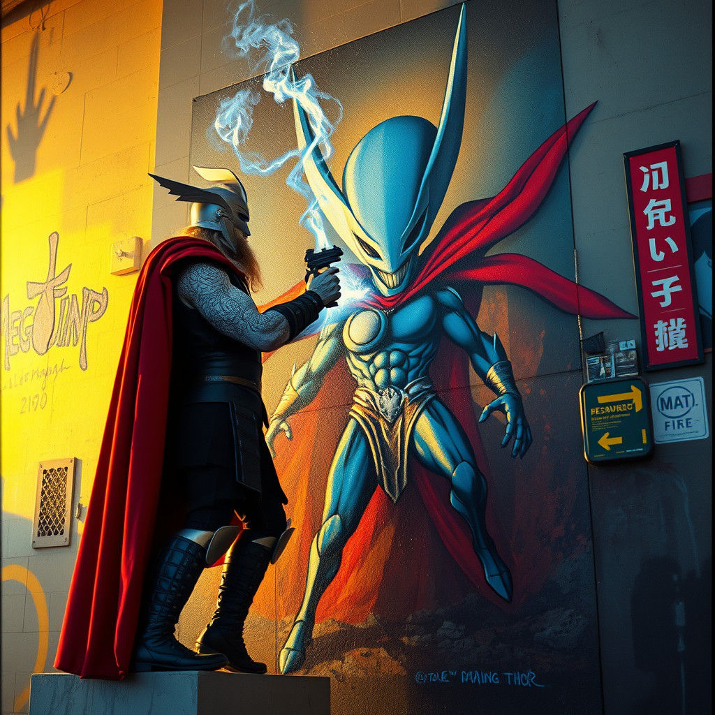 Thor working on 'Megamind' artwork