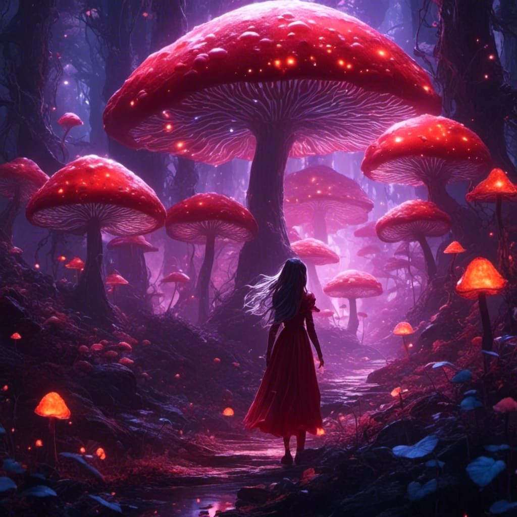 Glowing Mushroom Forest with Mushroom Princess