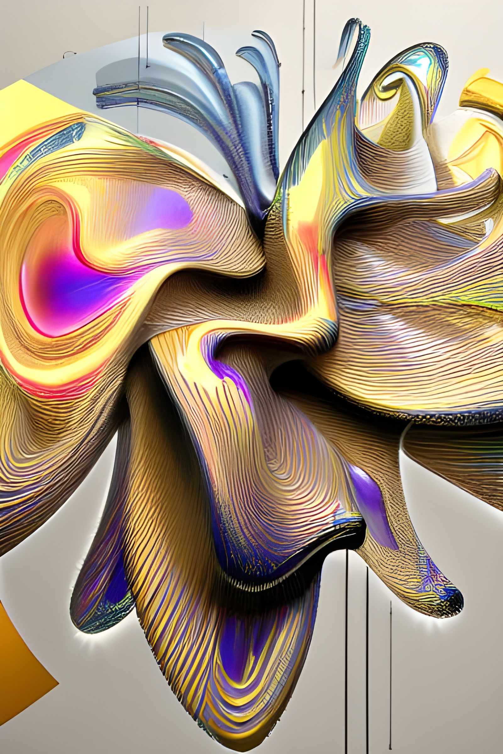 Vivid 3D Abstract Glass and Gold Design