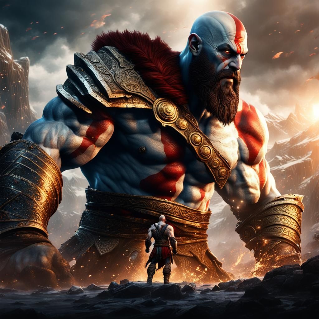 Kratos and Zeus: Detailed Matte Painting