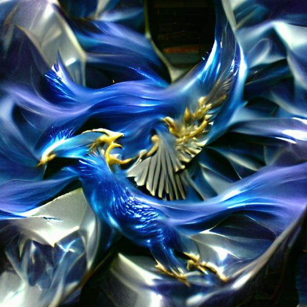 Majestic Blue Phoenix Rising From the Ashes