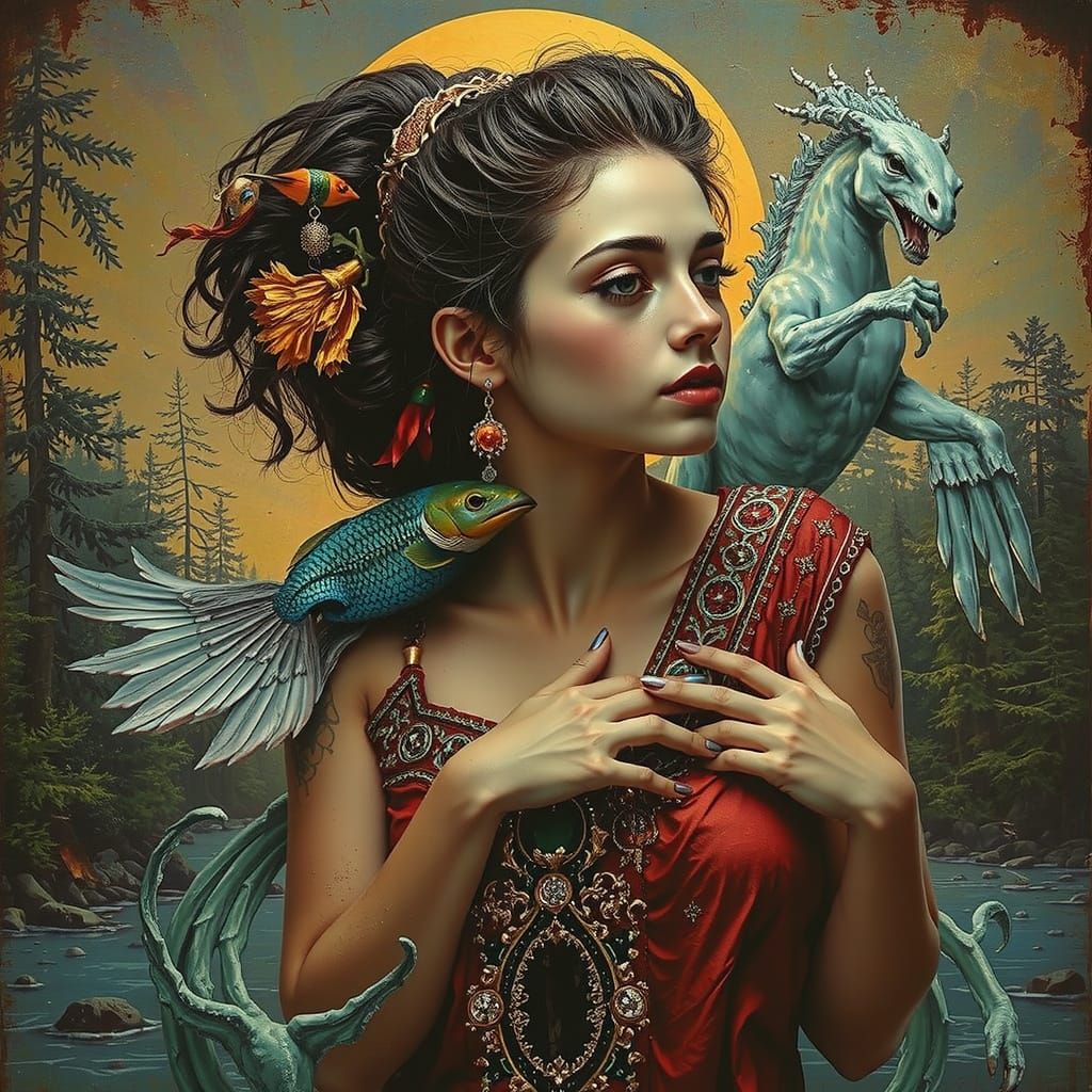 Abstract Forest Scene with Ripping and Tearing Effects