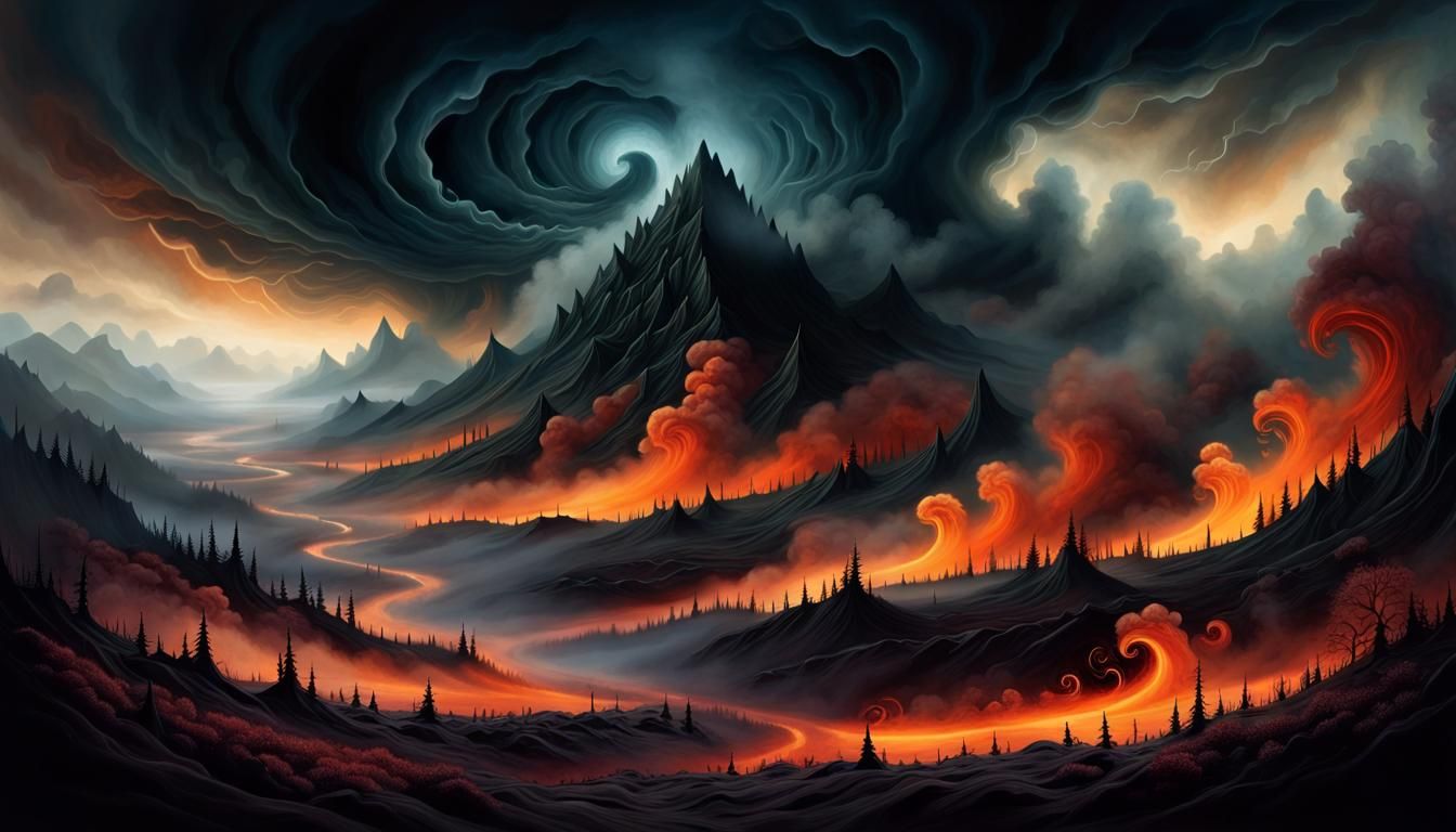 Fiery Vortex in Mystical Nightmare Realm