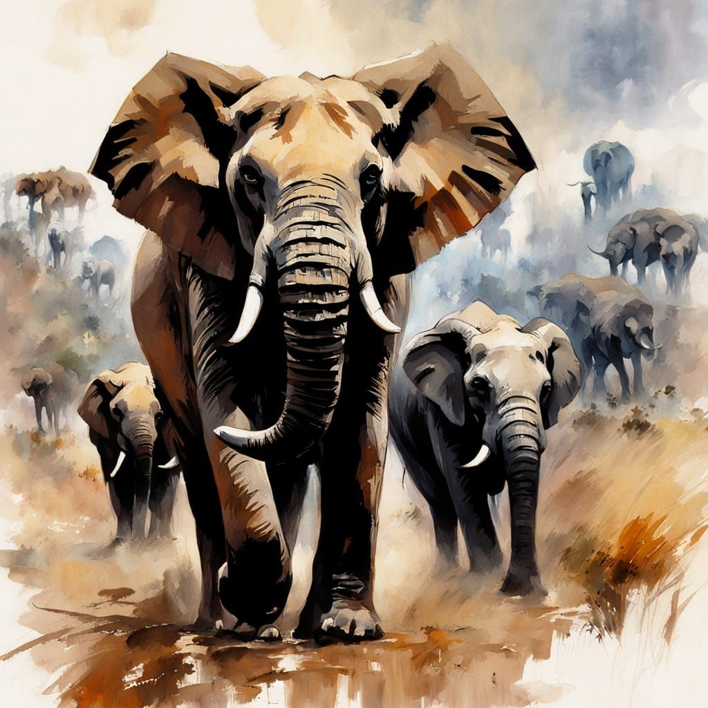 African Elephants in the Wild, Captured in Cinematic Style