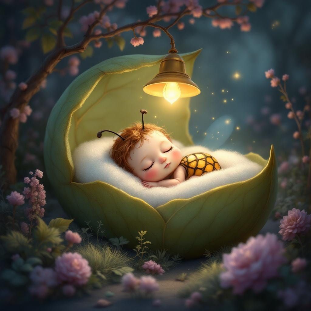 Cartoon Firefly Dreams in Twilight Garden
