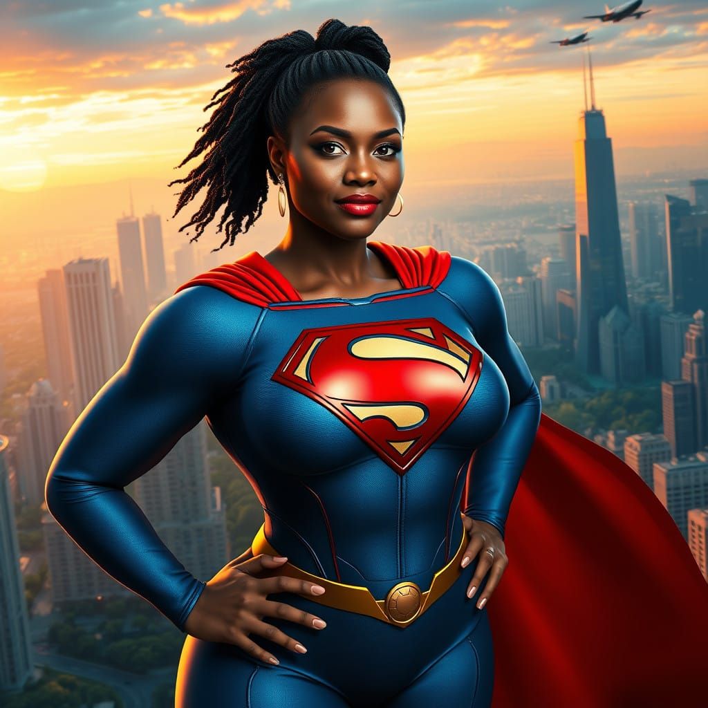 A Majestic Plus-Sized Black Woman as Superman