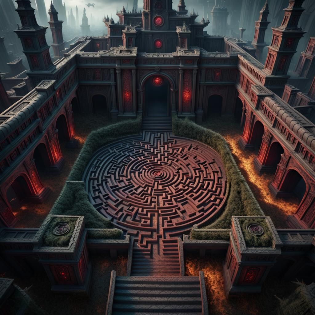 Detailed Demonic Maze in Fantasy Concept Art