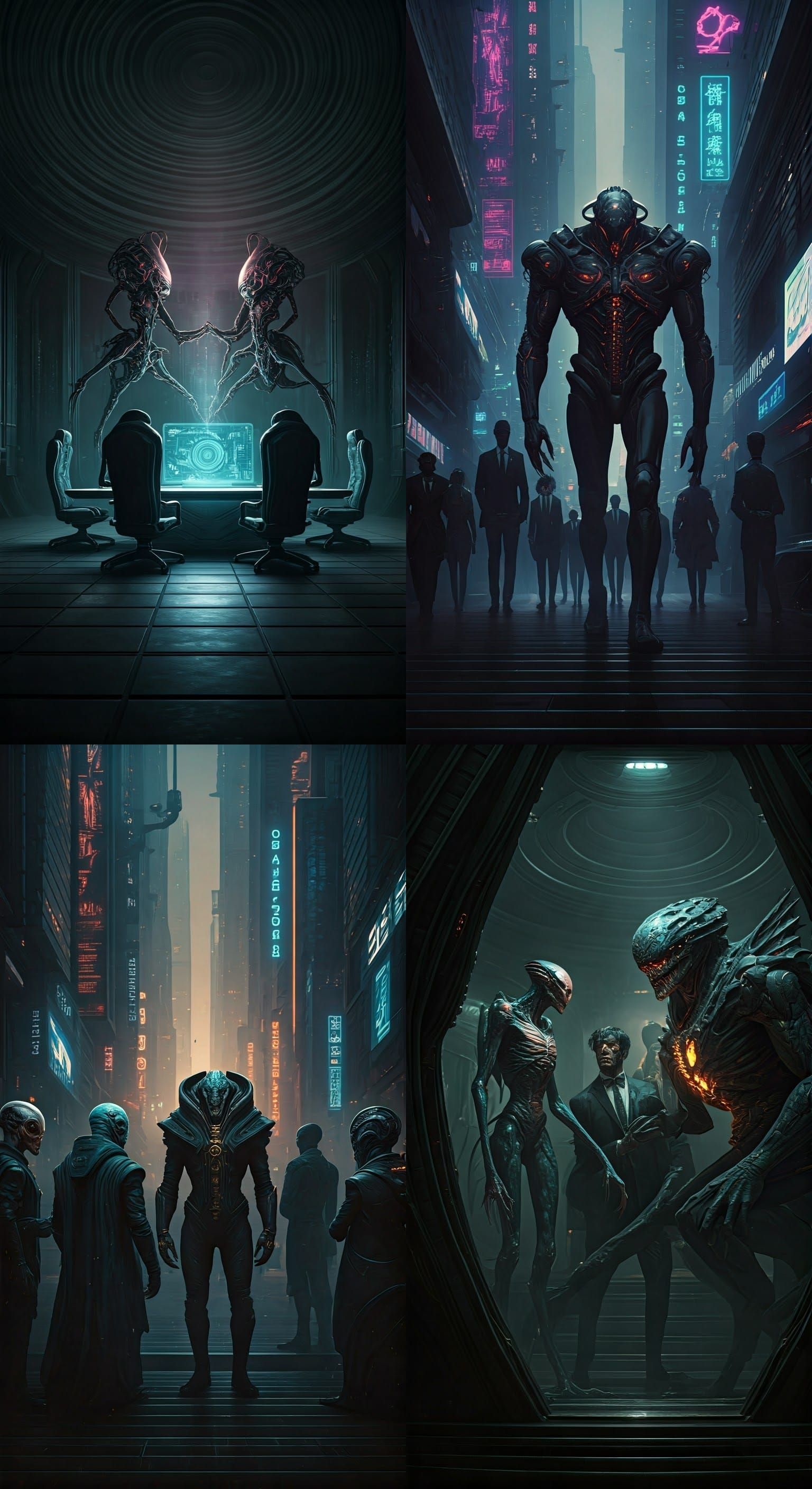 Futuristic Sci-Fi Monster Meeting in HDR