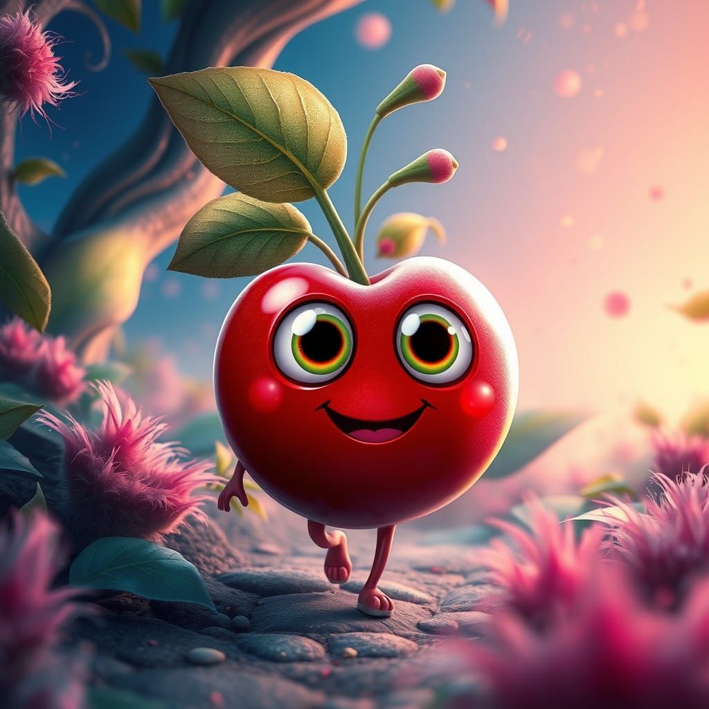 Surreal Cherry Embarks on Whimsical Adventure in Fantastical...