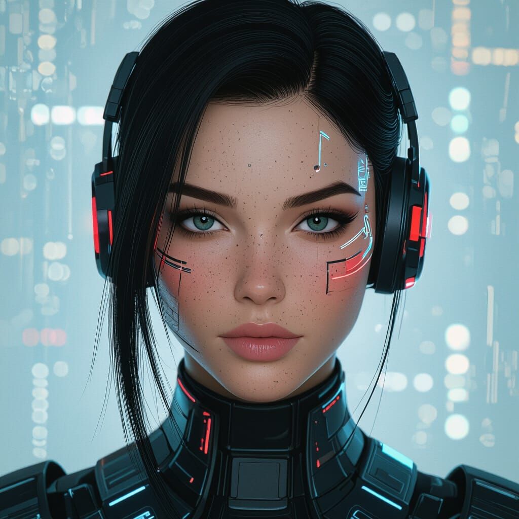 Cyberpunk DJ in Neon Sci-Fi Style