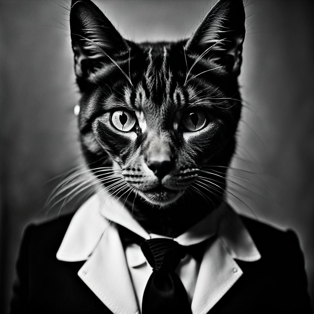 Cat Portrait in Black and White Photography Style