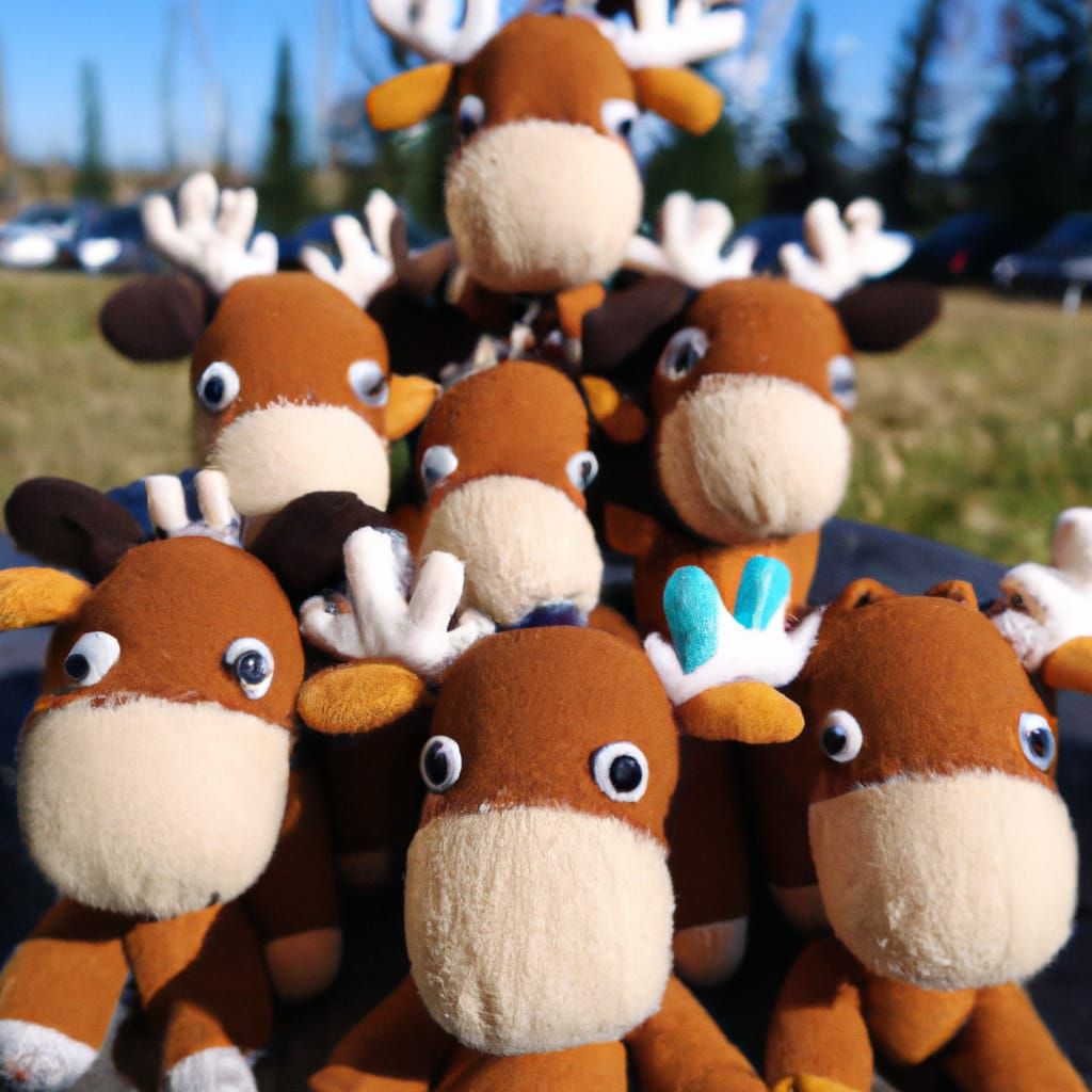 Miniature Moose Herd in Alberta: Plushie Style