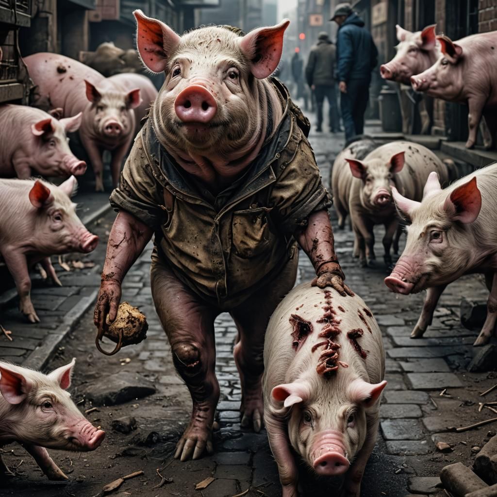 Hyperrealistic Half Human Half Pig Hybrid