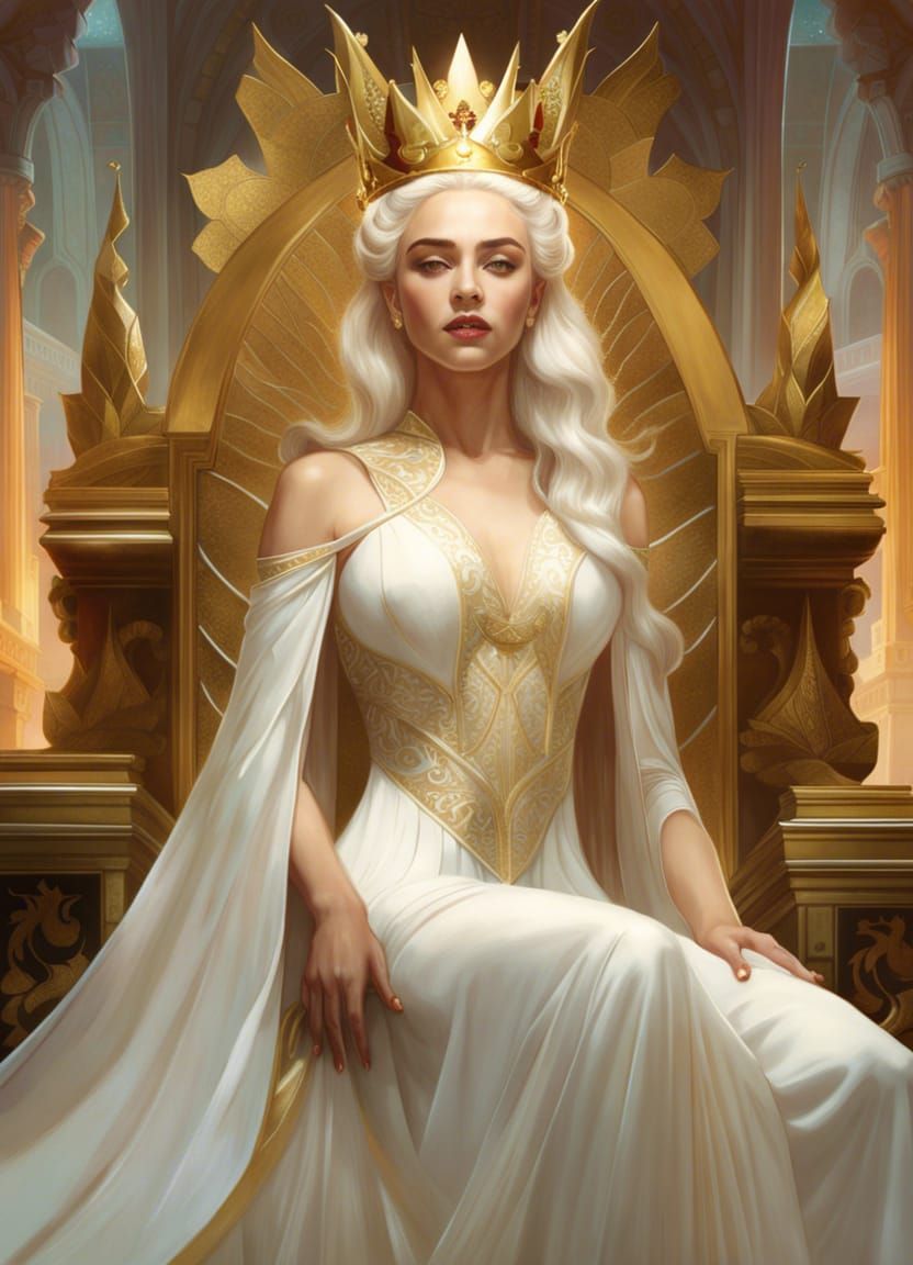 Daenerys Targaryen in Throne Room: Detailed Digital Art