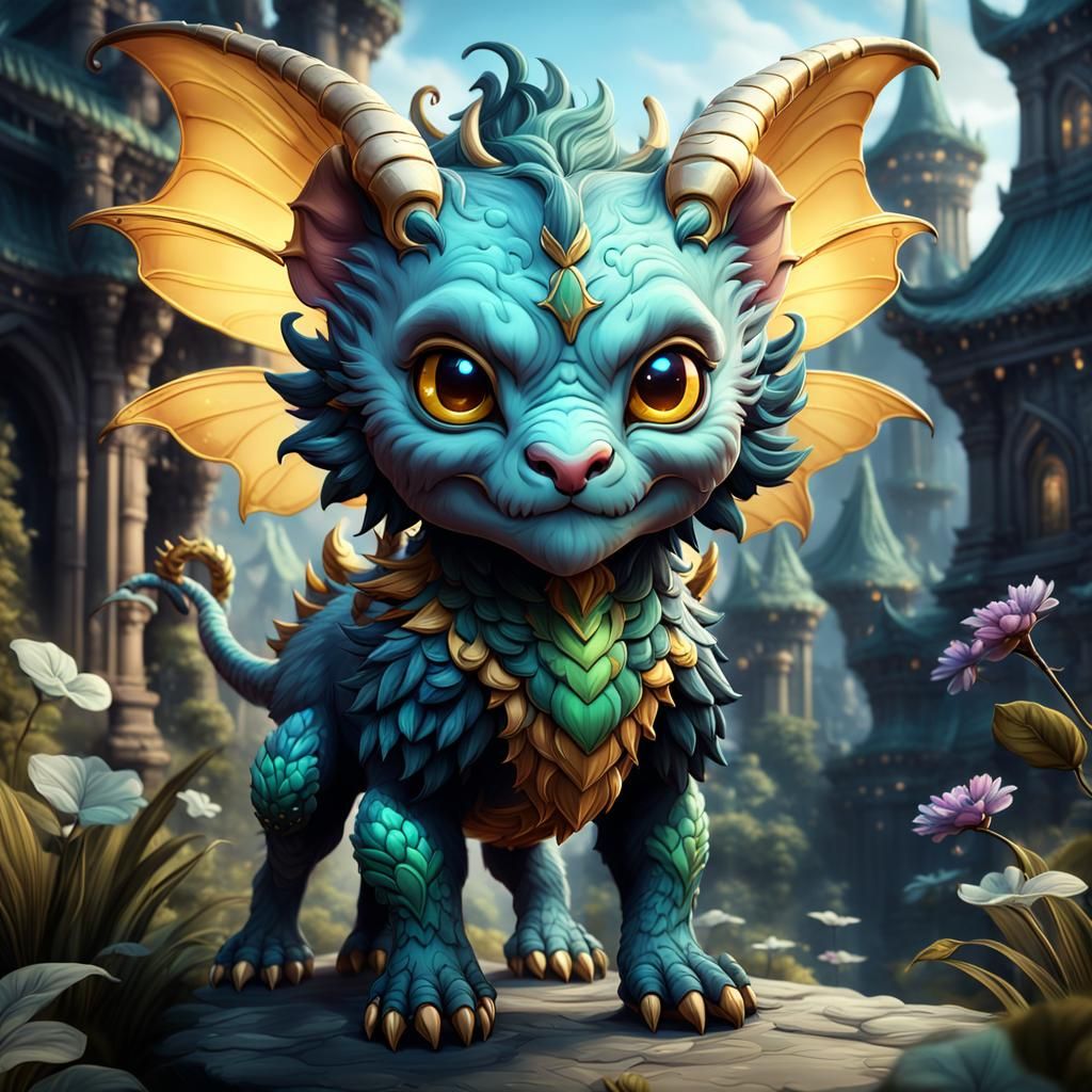 Chibi Chimera Fairy in Detailed Matte Painting