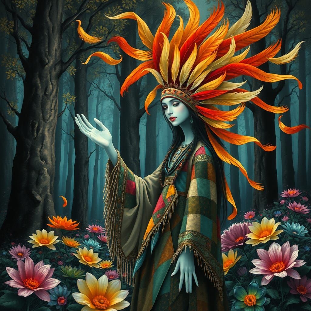 Mystical Spirit Woman in Surreal Dreamscape