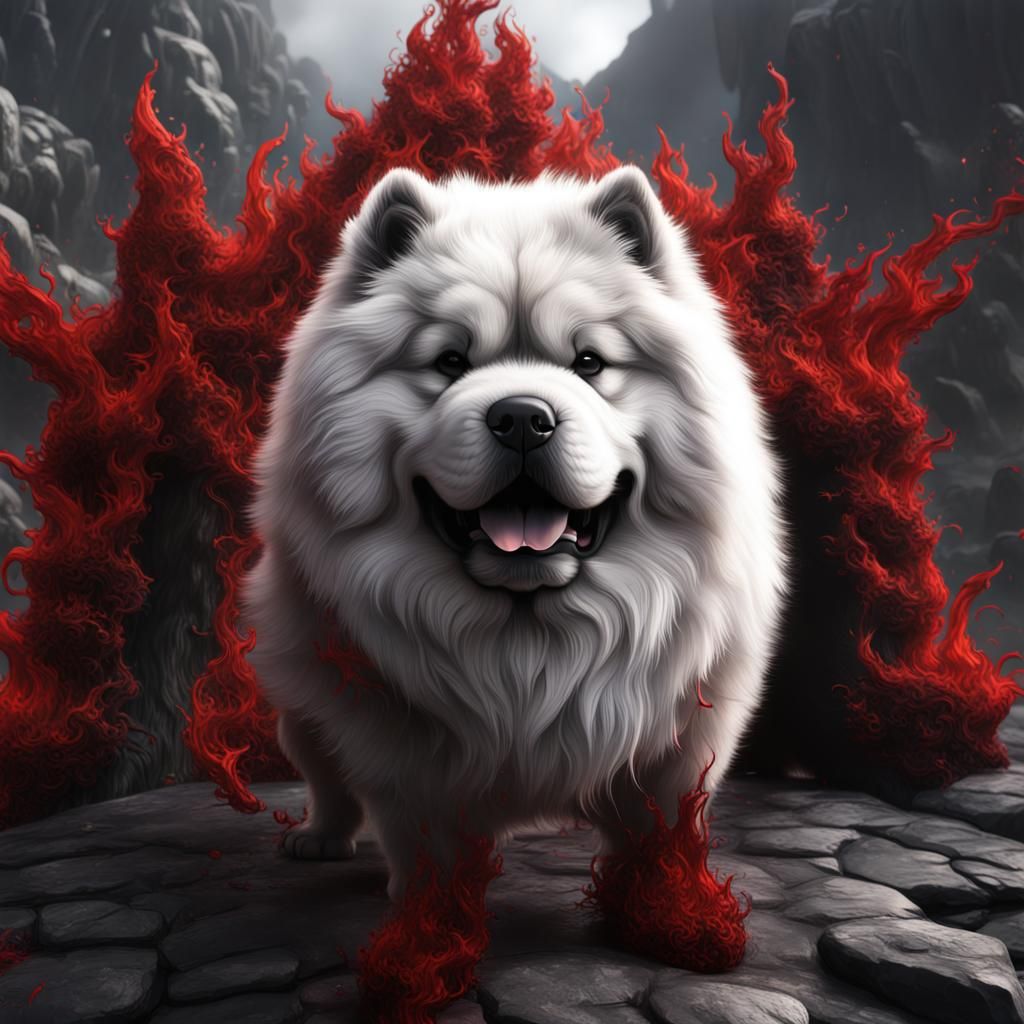 Detailed Matte Painting of a Chow Chow