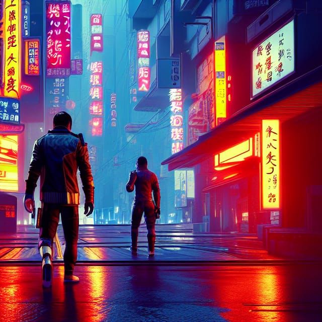 Cyberpunk Night Walk in Japan