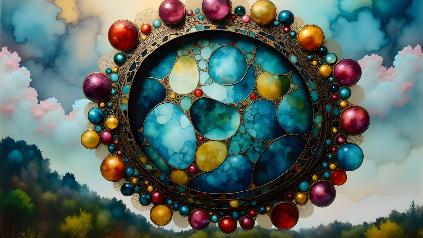 Avant-Garde Kintsugi Sculpture Garden with Flowing Time