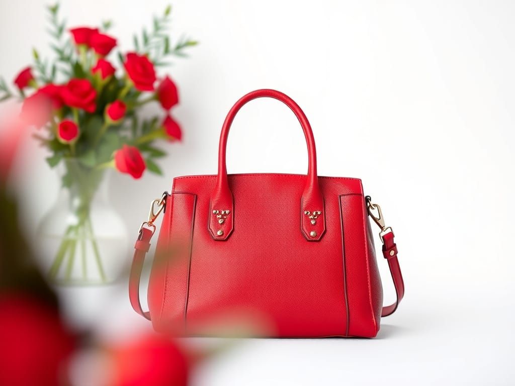 Red Ladies Bag on White: Product Photoshoot