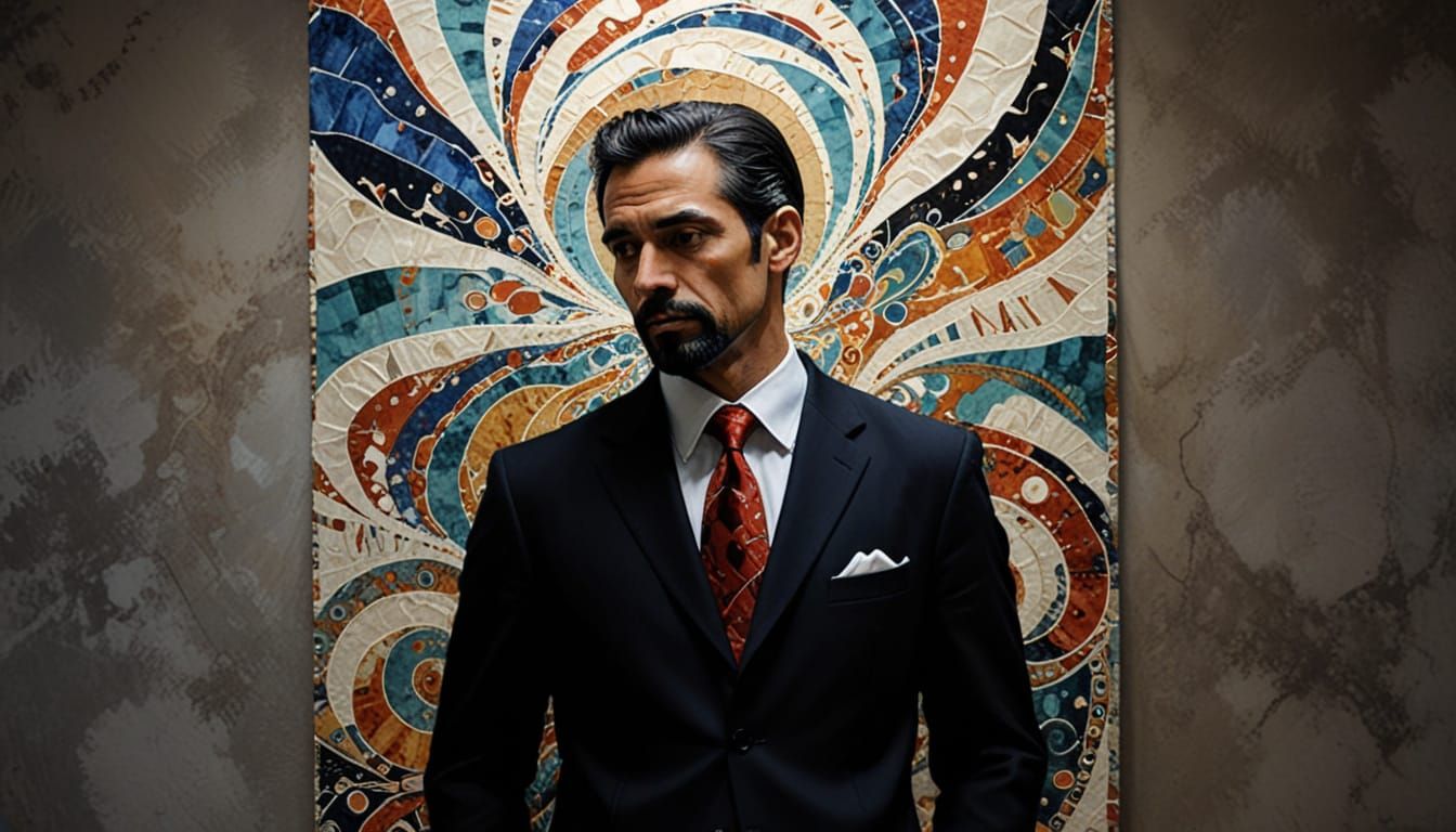 Abstract Expressionist Fabric Art in Vibrant Batik Style