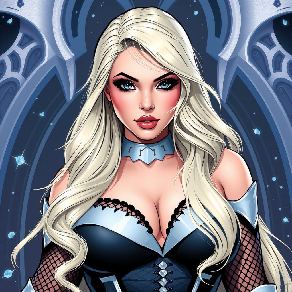 Emma Frost in Goth Outfit, Art Nouveau Style