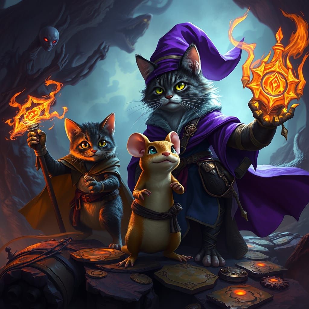 Fantasy Characters in Mystical Realm, Digital Art