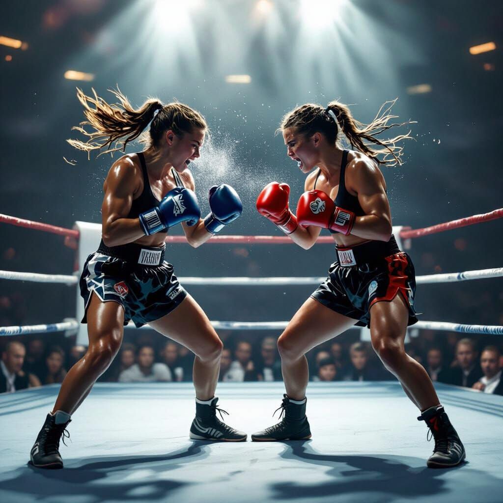 Fierce Female Boxers in Dramatic Cinematic Lighting