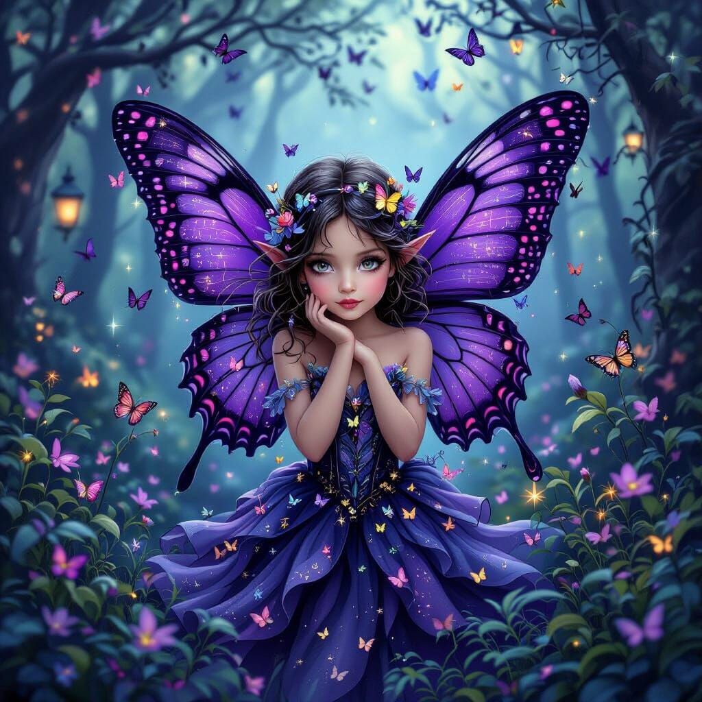 Enchanted Midnight Fairy in Fantasy Forest