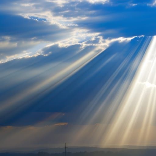 Heavenly Sunshine Beams Through Soft Clouds