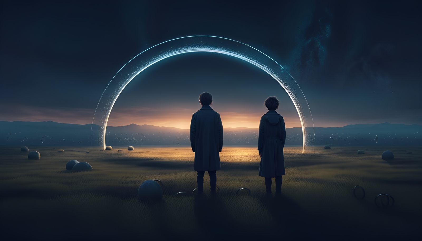 Man and Ringed Planet: Hyperrealistic Surreal Illustration