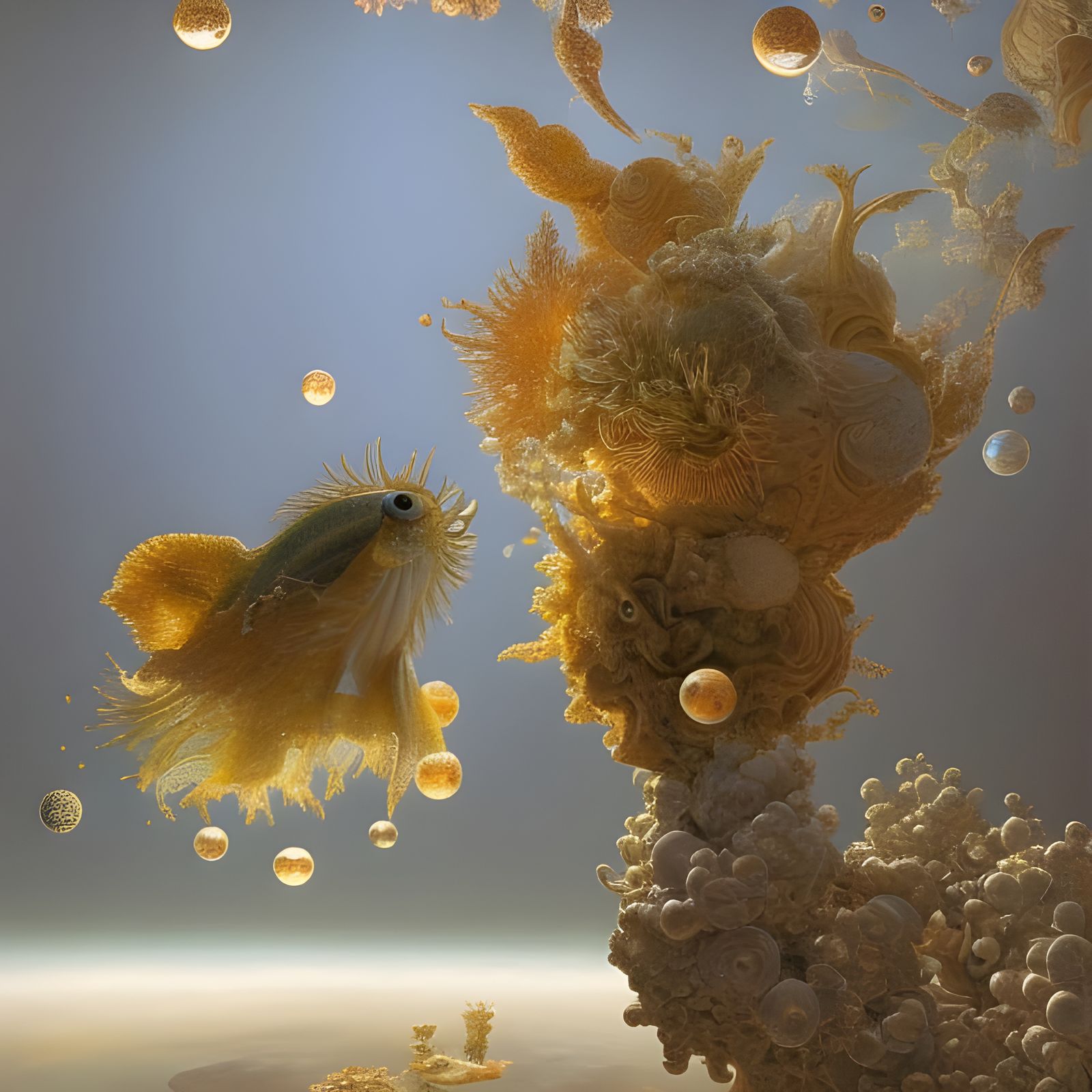 Ethereal Fish: Hyperrealistic Dreamscape in Soft Light