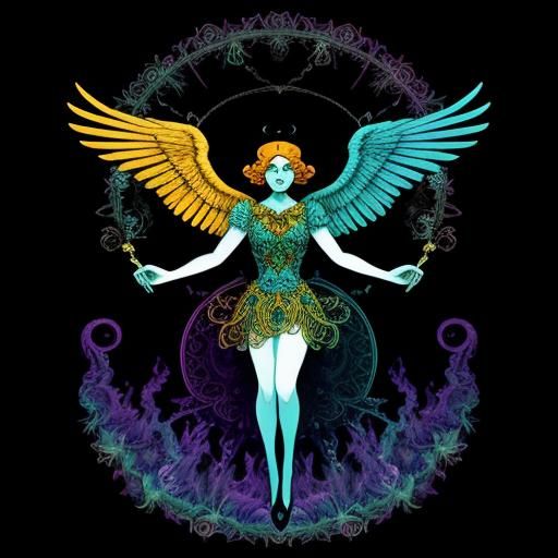 Psychedelic Winged Spirit with Keyhole Chest