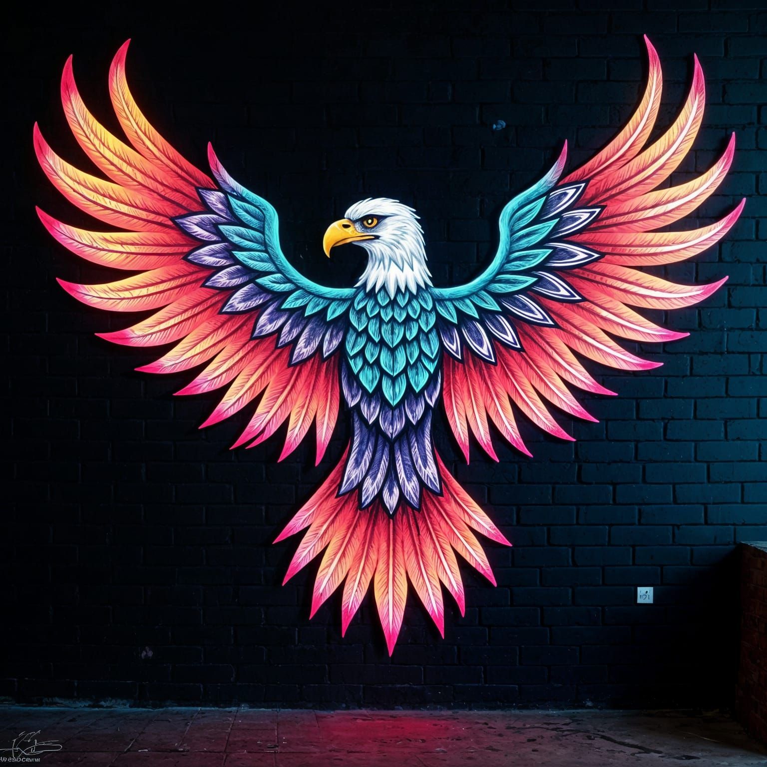 Dia De Los Muertos Eagle Blacklight Mural