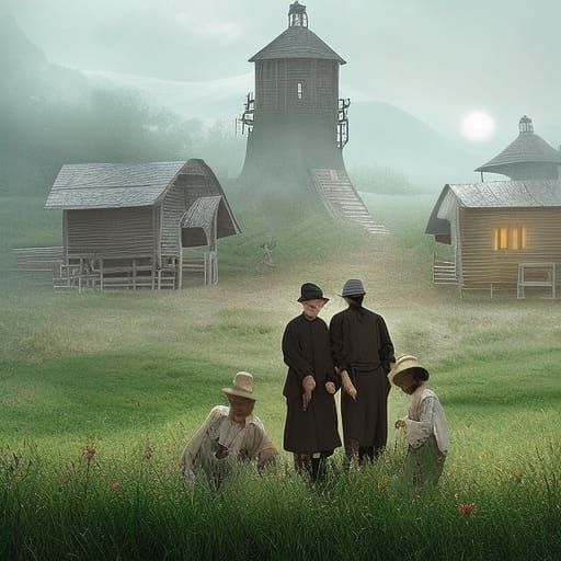 Epic Amish Scene: Detailed Digital Matte Painting